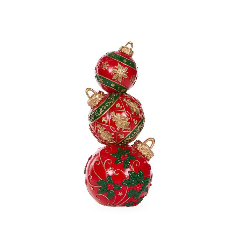 Red and Green Snowflake Bauble Stack - 41cm - My Christmas