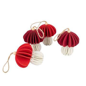 Red and White Mushroom Ornament - Box of 4 - My Christmas