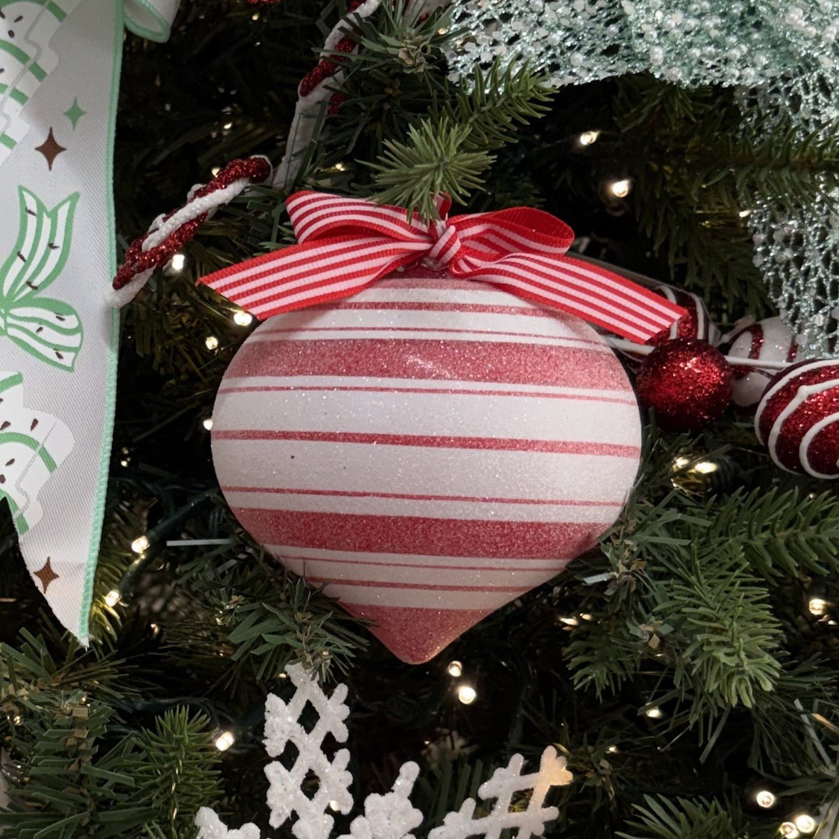 Red and White Onion Ornament - 10cm - My Christmas
