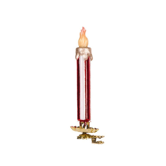 Red and White Pinstripe Glass Clip Candle - My Christmas