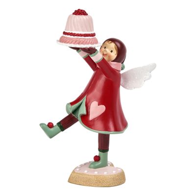 Red Angel Holding Cake - My Christmas