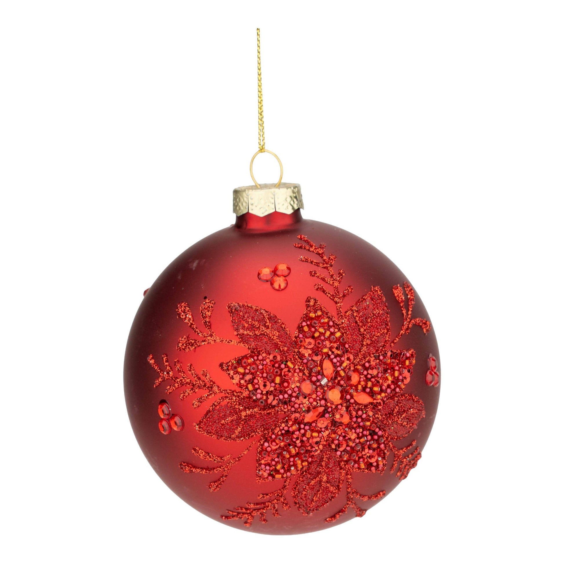 Red Beaded Ball Ornament - My Christmas