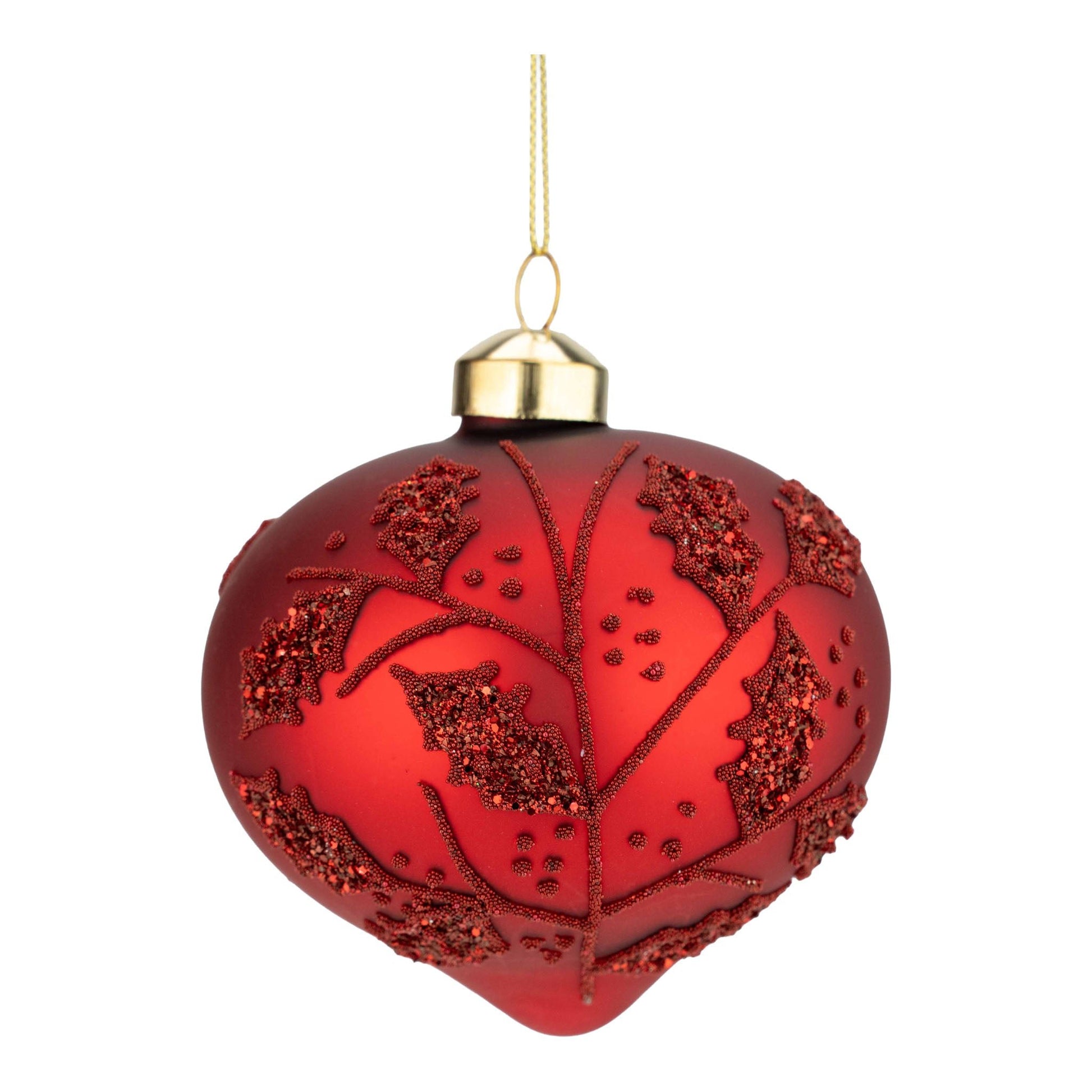 Red Beaded Leaf Drop Ornament - My Christmas