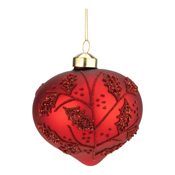 Red Beaded Leaf Drop Ornament - My Christmas
