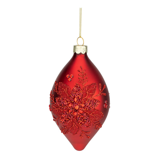 Red Beaded Long Drop Ornament - My Christmas