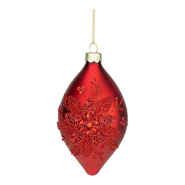 Red Beaded Long Drop Ornament - My Christmas