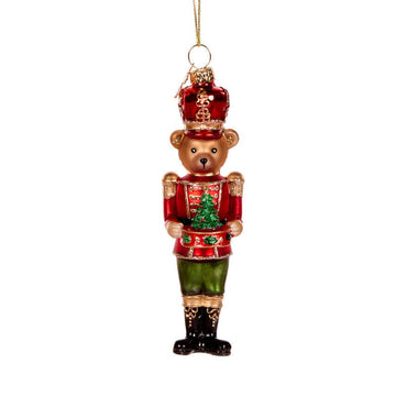 Red Bear Nutcracker Glass Ornament - My Christmas
