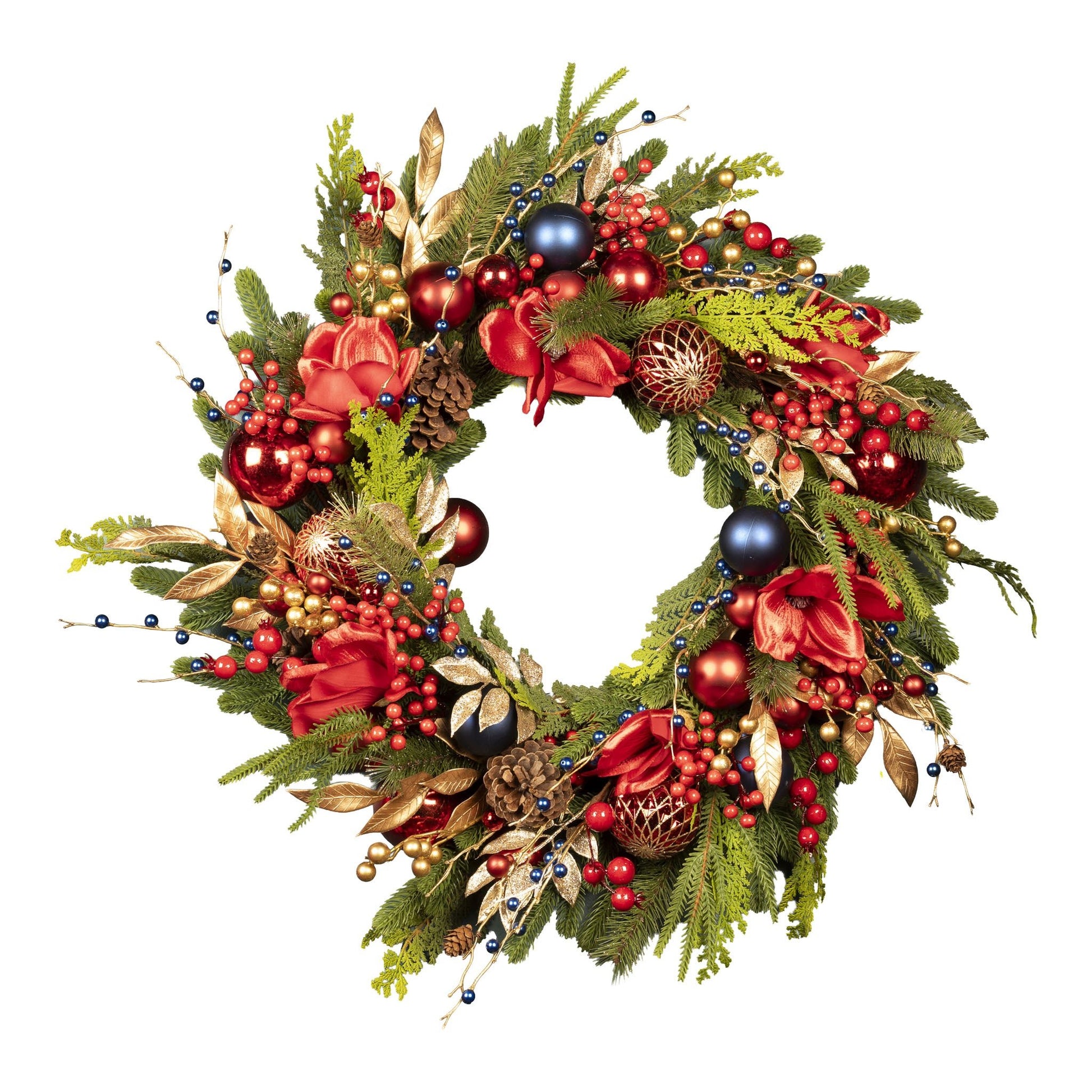 Red & Blue Exquisite Wreath - 70cm - My Christmas