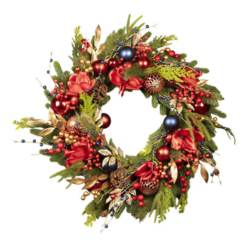 Red & Blue Exquisite Wreath - 70cm - My Christmas