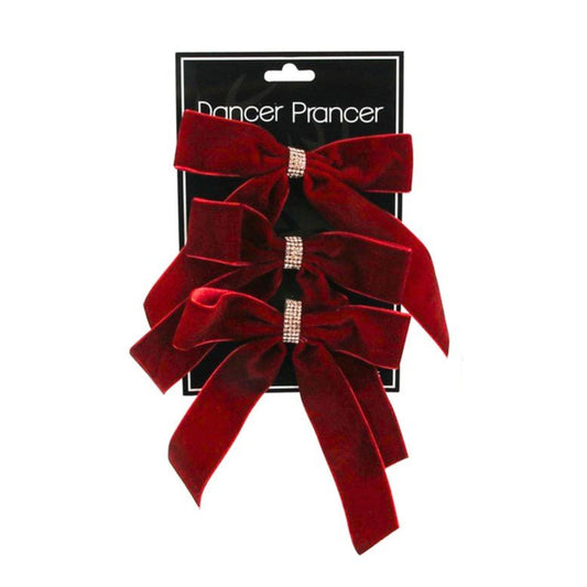 Red Bows with Diamonte Details - Pack of 3 - My Christmas