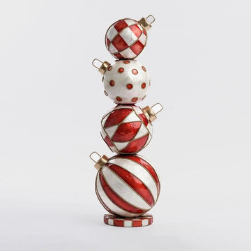 Red Capiz Bauble Stack Table Décor - My Christmas