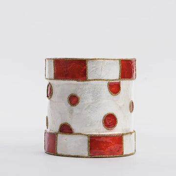 Red Check Capiz Dot Drum - My Christmas
