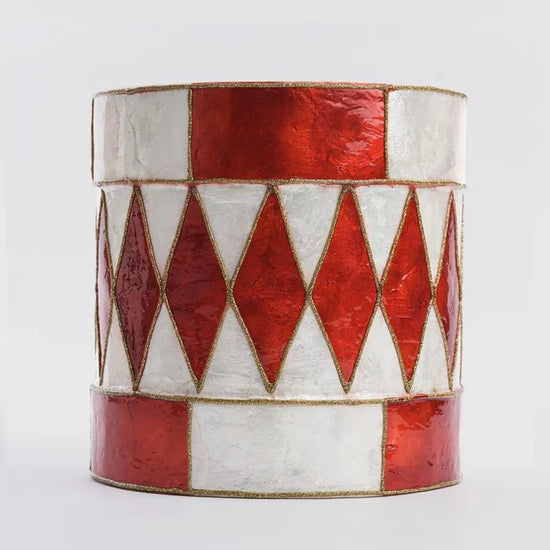 Red Check Diamond Capiz Drum - My Christmas