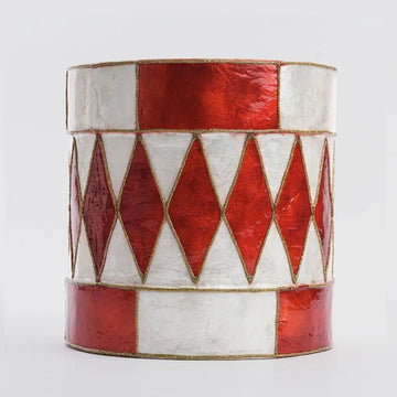 Red Check Diamond Capiz Drum - My Christmas