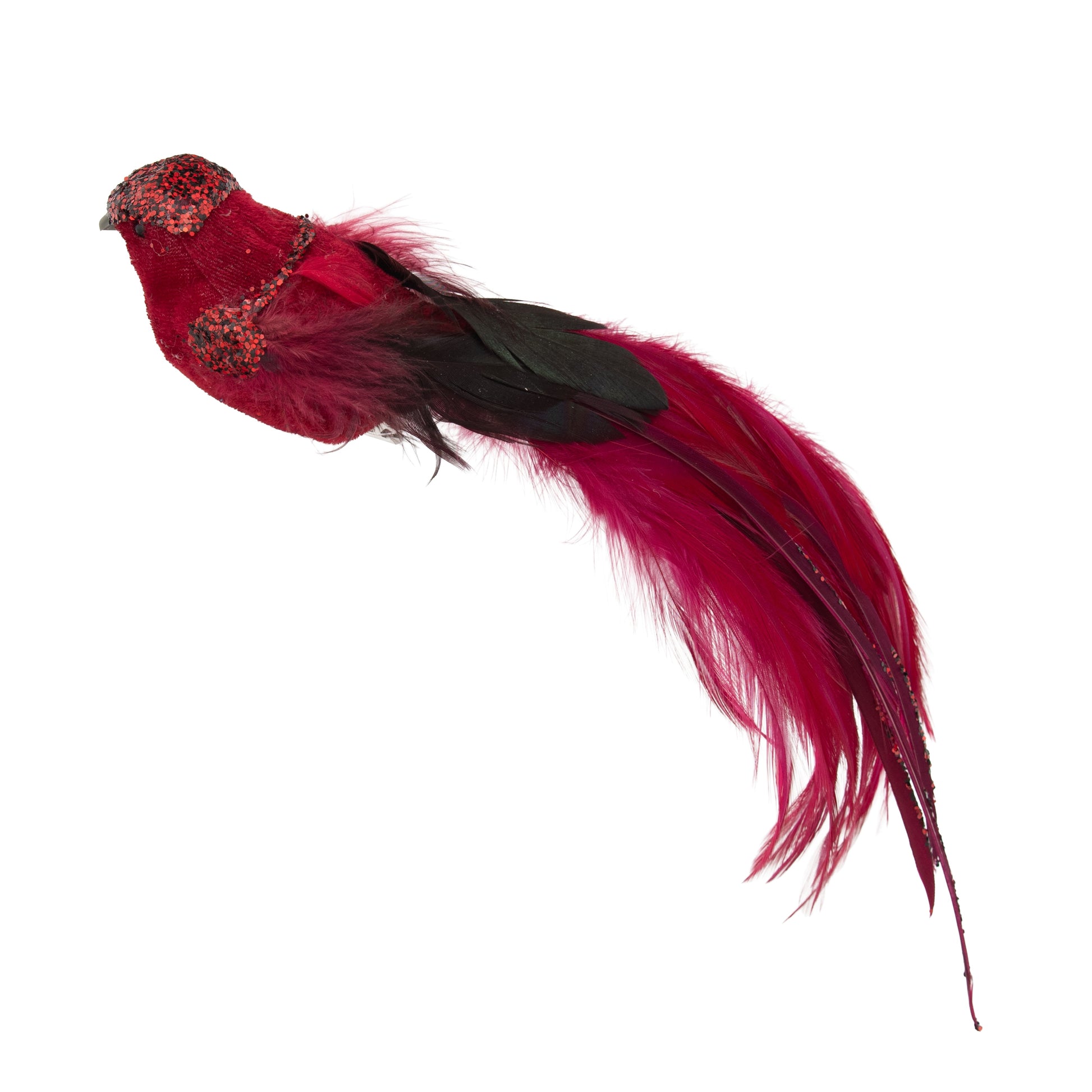 Red Clip-on Bird with Long Tail - My Christmas
