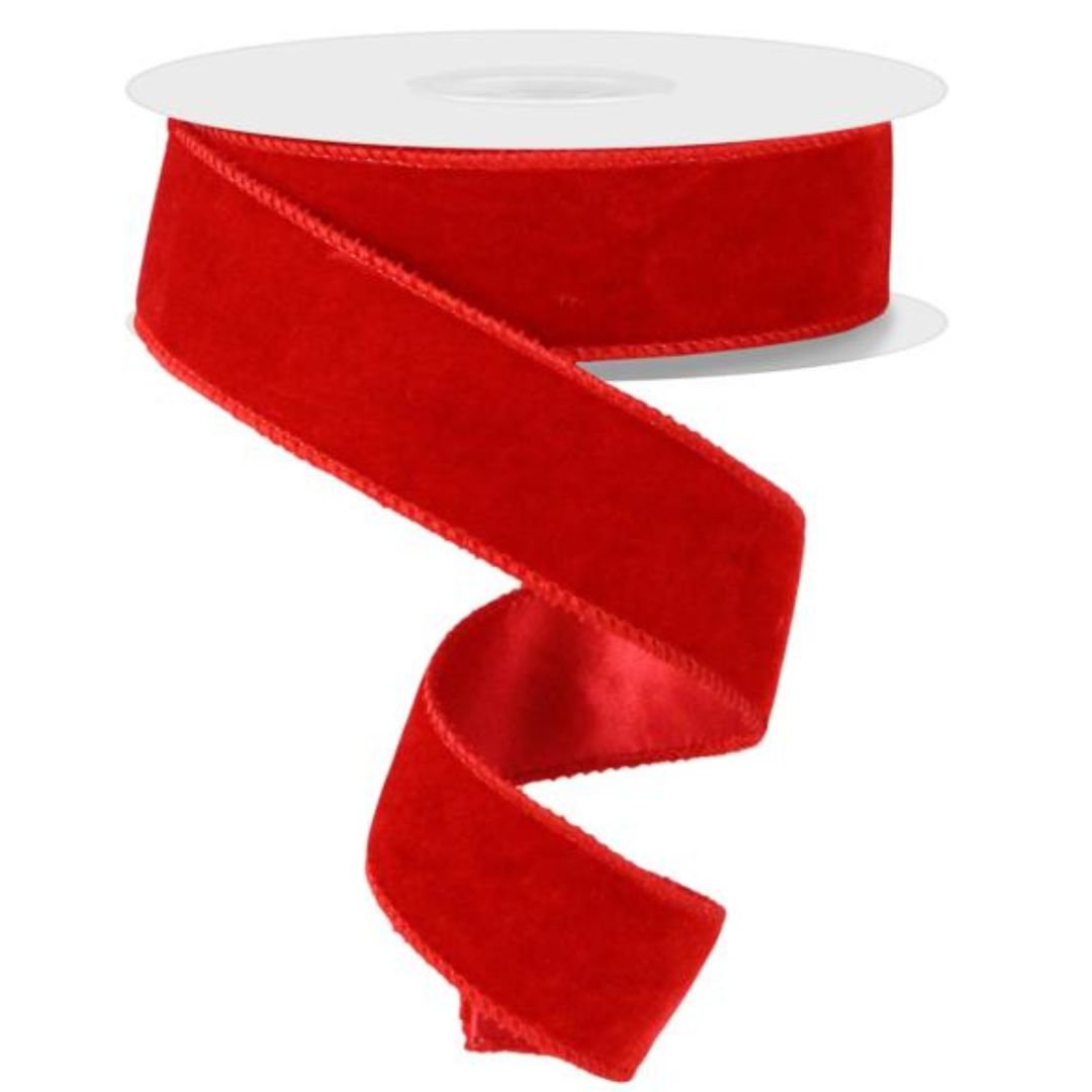 Red Rvelvet Ribbon Red Deluxe Velvet Ribbon with Satin Backing - 1.5