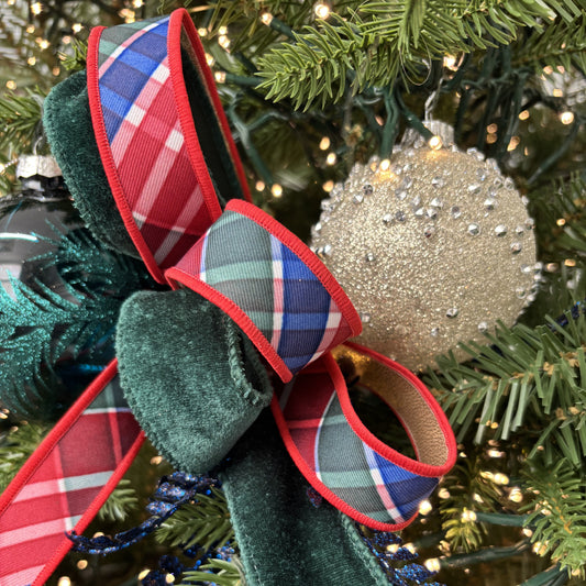 Red, Emerald and Blue Plaid Ribbon - My Christmas