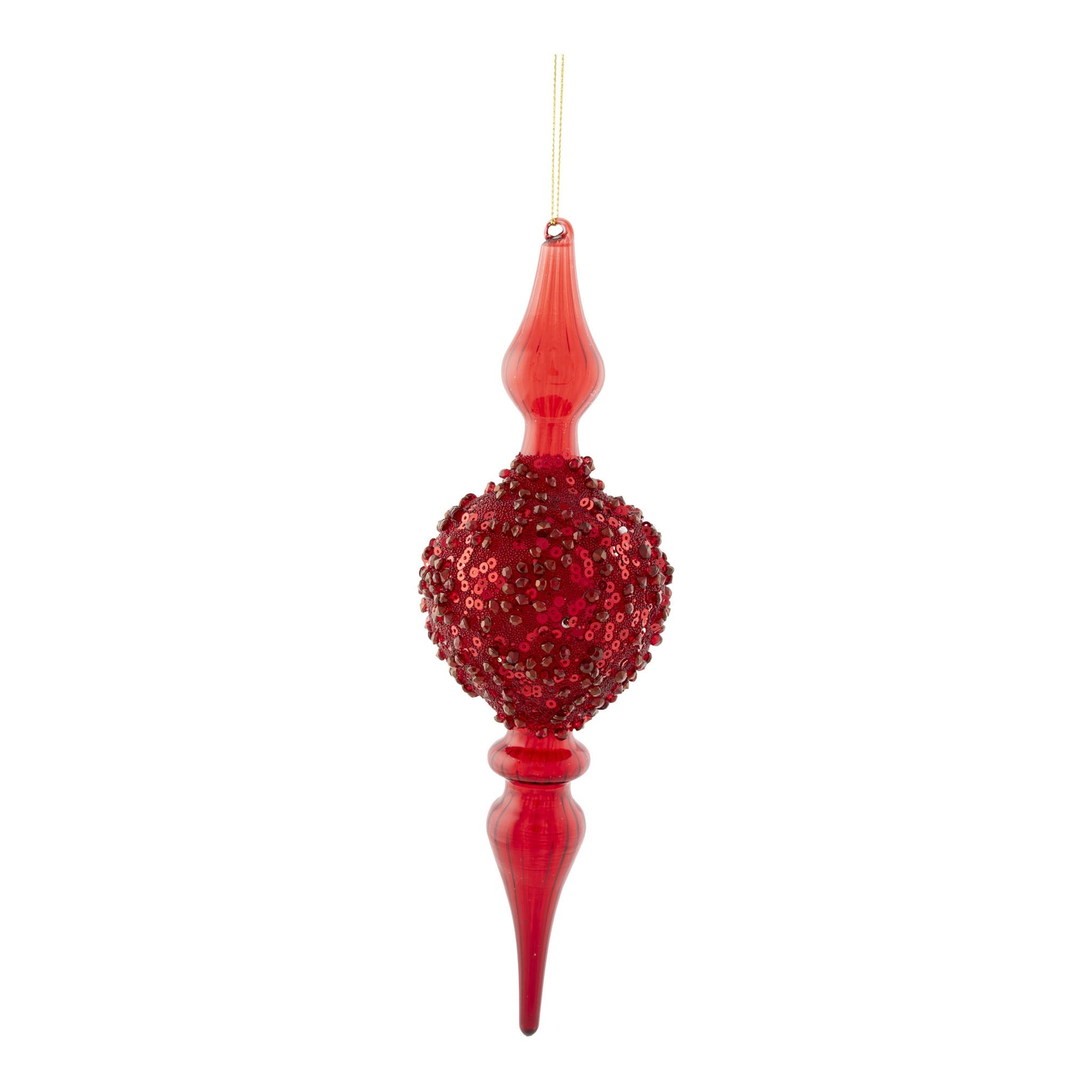 Red Encrusted Finial Ornament - My Christmas