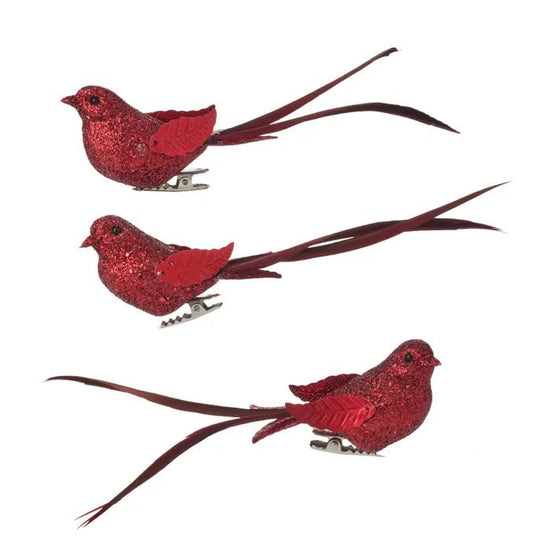 Red Feather Swallow Clip - Pack of 3 - My Christmas