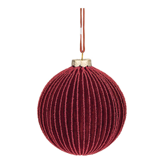 Red Flocked Ball Ornament - My Christmas