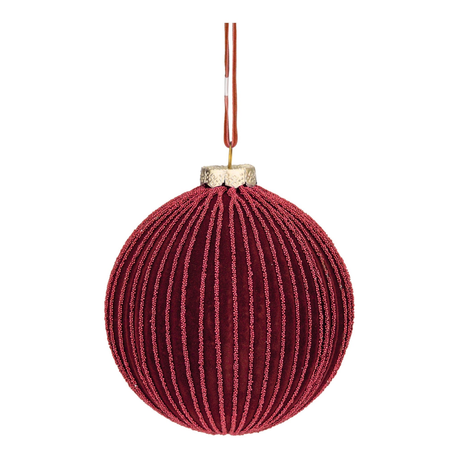 Red Flocked Ball Ornament - My Christmas