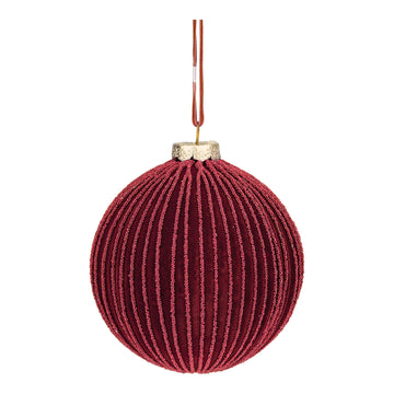 Red Flocked Ball Ornament - My Christmas