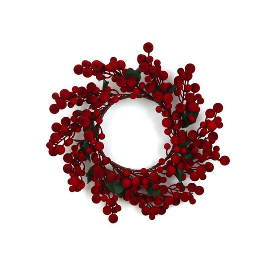 Red Flocked Berry Wreath - My Christmas