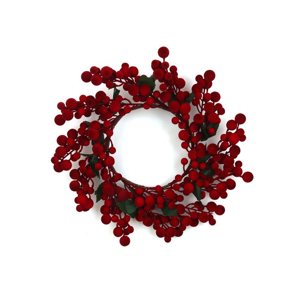 Red Flocked Berry Wreath - My Christmas