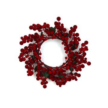 Red Flocked Berry Wreath - My Christmas