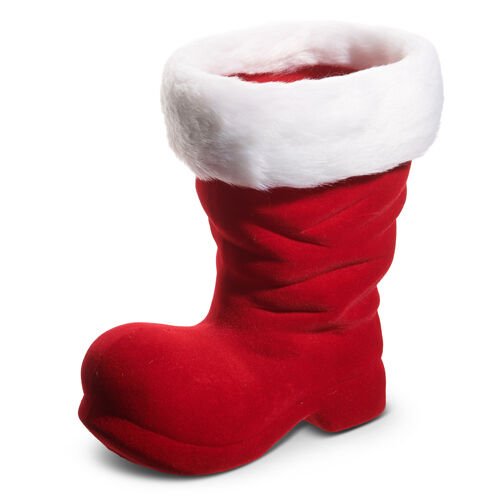 Red Flocked Boot - Large - My Christmas