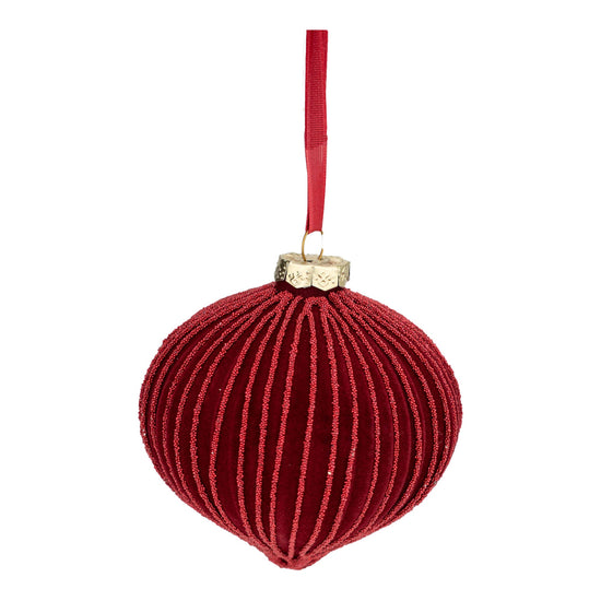 Red Flocked Drop Ornament - My Christmas
