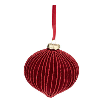 Red Flocked Drop Ornament - My Christmas