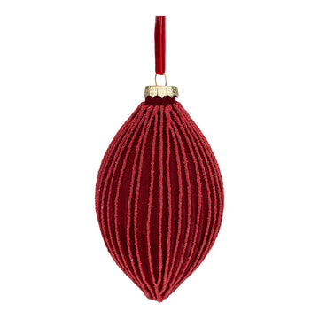 Red Flocked Long Drop Ornament - My Christmas