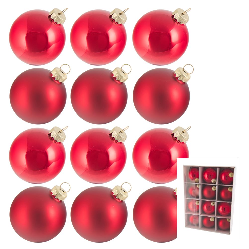 Red Glass Baubles - 6cm - Box of 13 - My Christmas