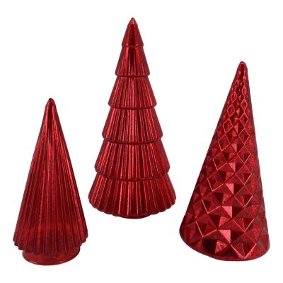 Red Glass Trees - Set of 3 - My Christmas