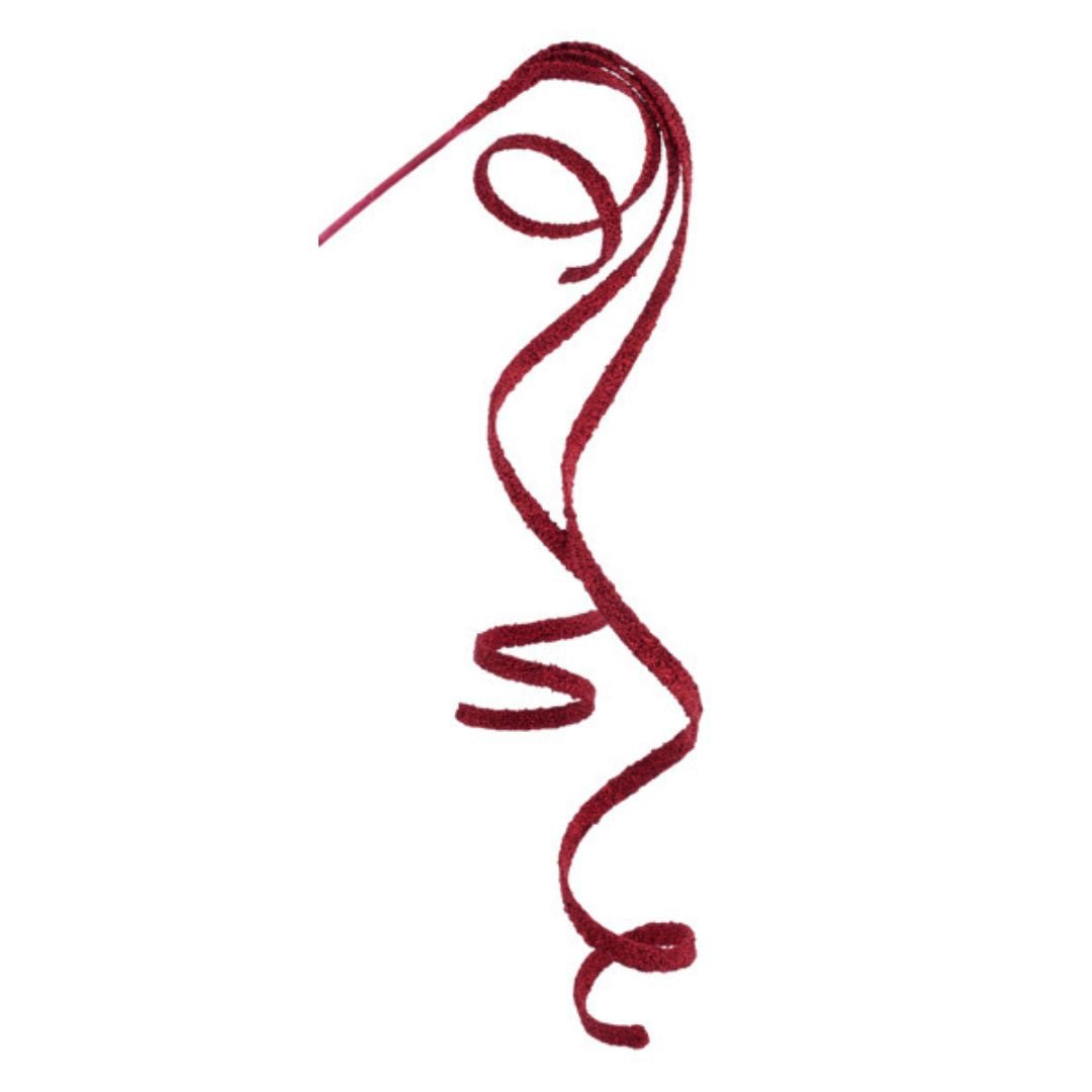 Red Glitter Bead Curly Spray - My Christmas