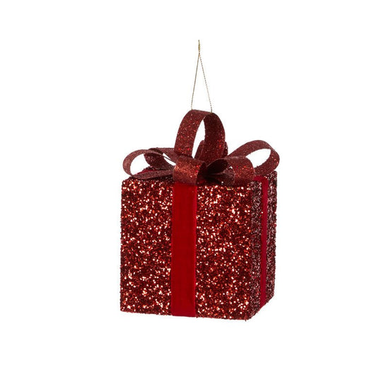 Red Glittered Gift Box - 10cm - My Christmas