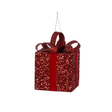 Red Glittered Gift Box - 10cm - My Christmas