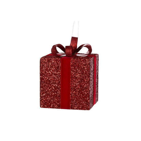 Red Glittered Gift Box - 20cm - My Christmas