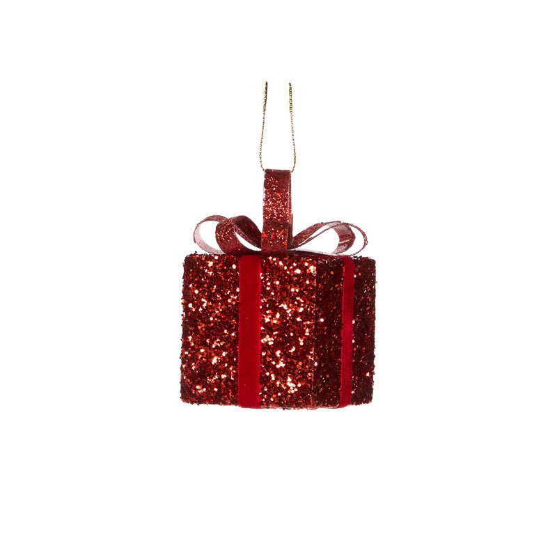 Red Glittered Gift Box - 6cm - My Christmas