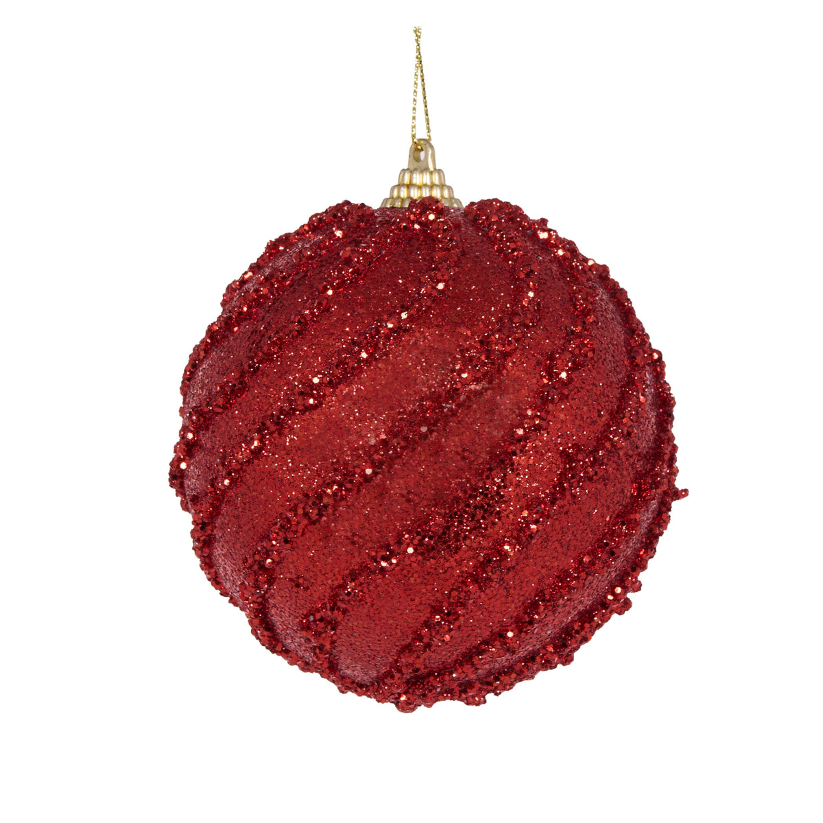 Red Glittered Swirl Bauble - My Christmas