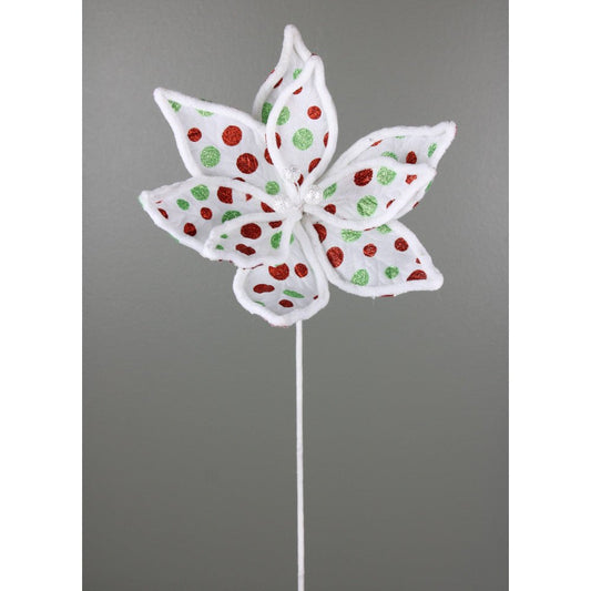 Red, Green and White Polka Dot Poinsettia - My Christmas