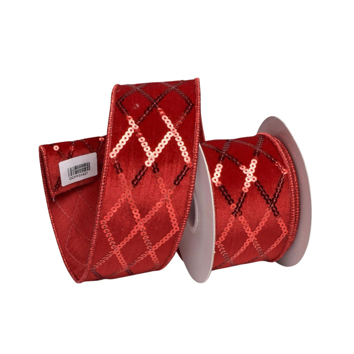 Red Harlequin Ribbon - 64mm - My Christmas