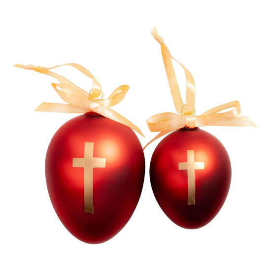 Red Matte Egg Cross Hanging - Assorted Sizes - My Christmas