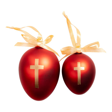 Red Matte Egg Cross Hanging - Assorted Sizes - My Christmas