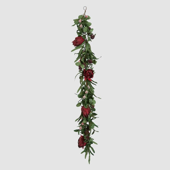Red Mixed Native Protea Garland - My Christmas