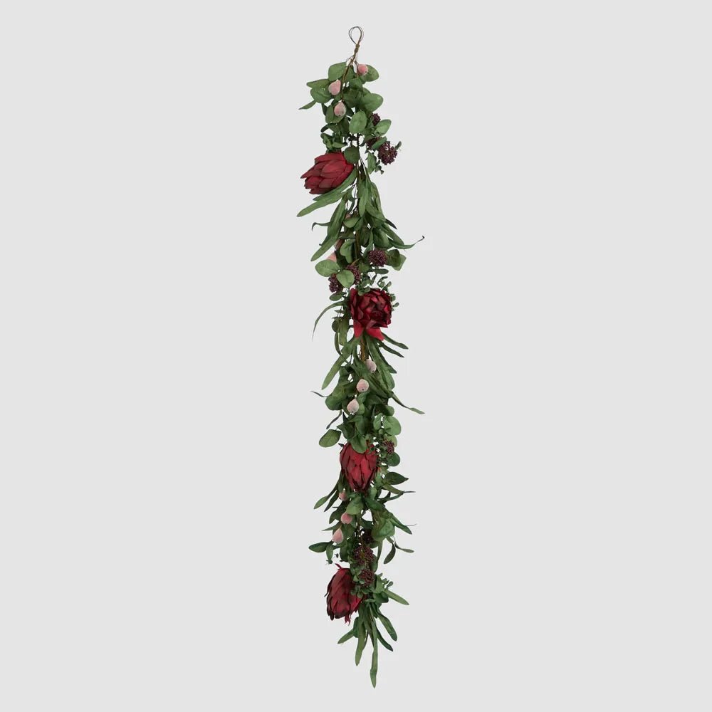 Red Mixed Native Protea Garland - My Christmas
