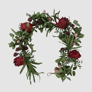 Red Mixed Native Protea Garland - My Christmas