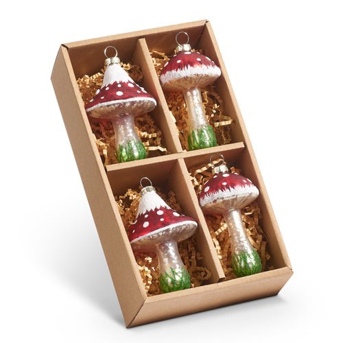 Red Mushroom Ornaments - Box of 4 - My Christmas