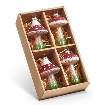 Red Mushroom Ornaments - Box of 4 - My Christmas